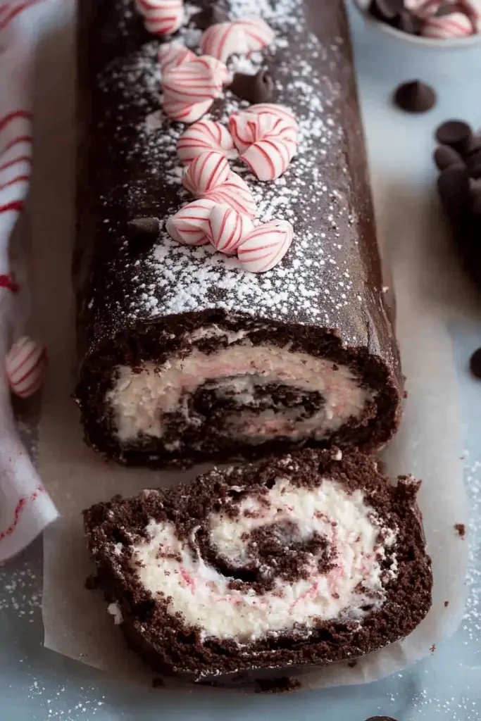 Chocolate Peppermint Cake Roll