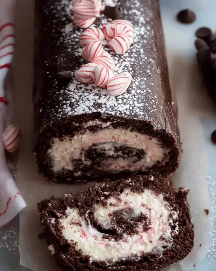 Chocolate Peppermint Cake Roll
