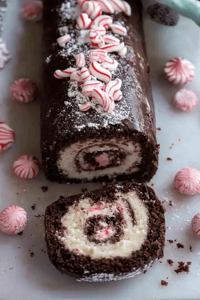 Chocolate Peppermint Cake Roll