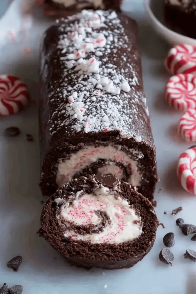 Chocolate Peppermint Cake Roll