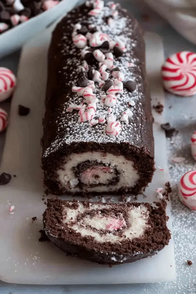 Chocolate Peppermint Cake Roll