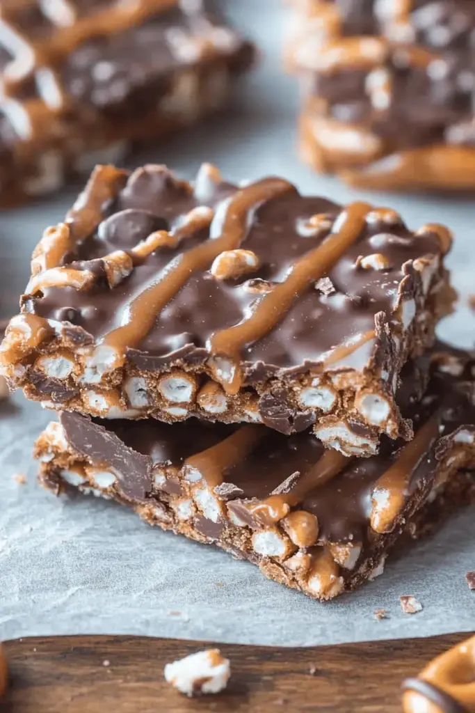 Salted Chocolate and Caramel Pretzel Bars